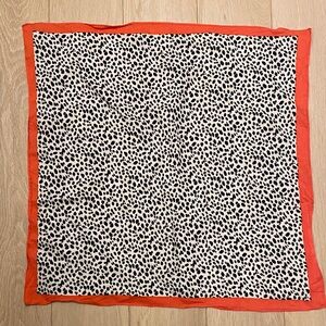 Leopard Print Scarf with Red Border
